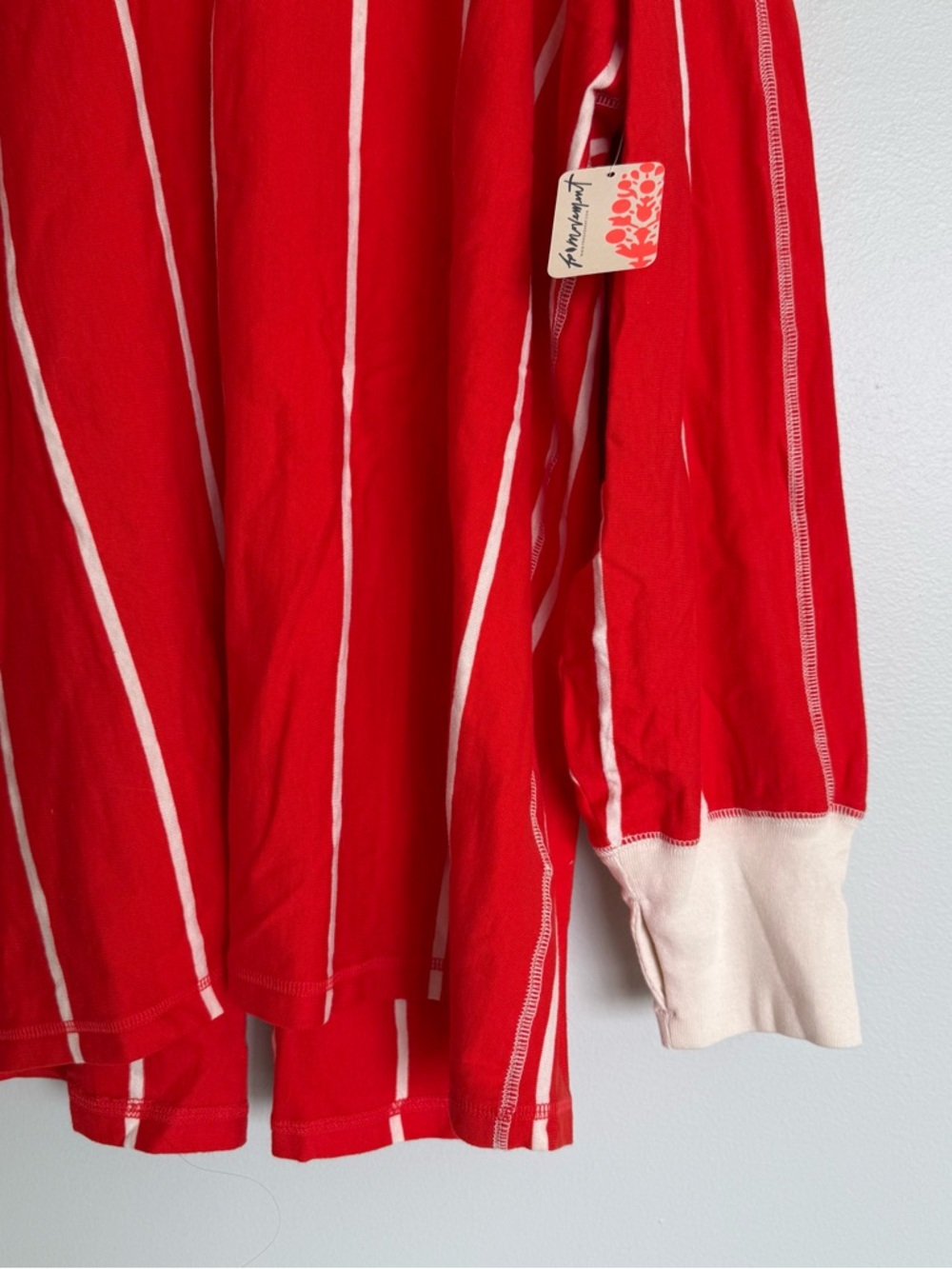 Free People FP Movement Home Game Red & White Stripe Layer Top - Picture 4 of 10